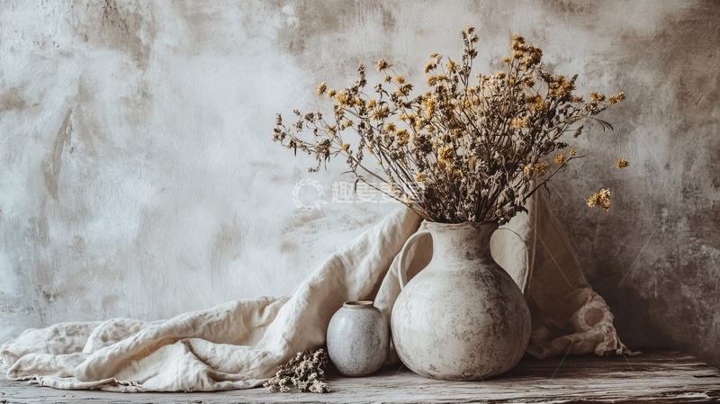 高清大图下载【趣麦麦图】花瓶与干花