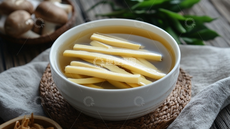 高清大图下载【趣麦麦图】豆皮蘑菇汤