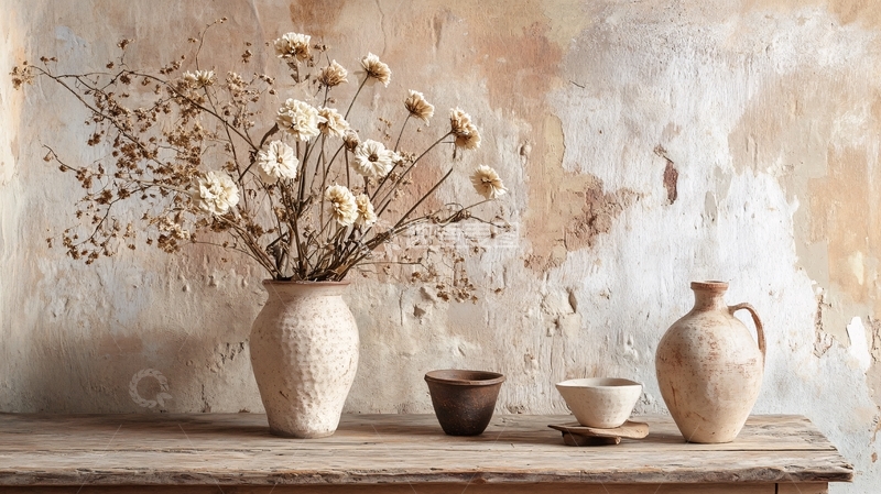 高清大图下载【趣麦麦图】花瓶与干花1