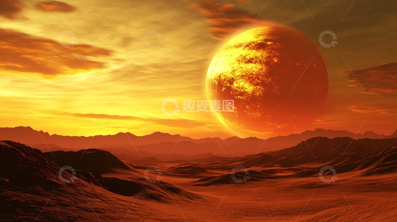 高清大图下载【趣麦麦图】橙色的星球