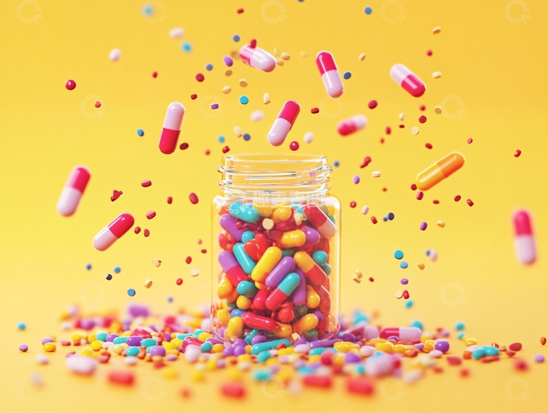 高清大图下载【趣麦麦图】健康医保颗粒片剂药粒