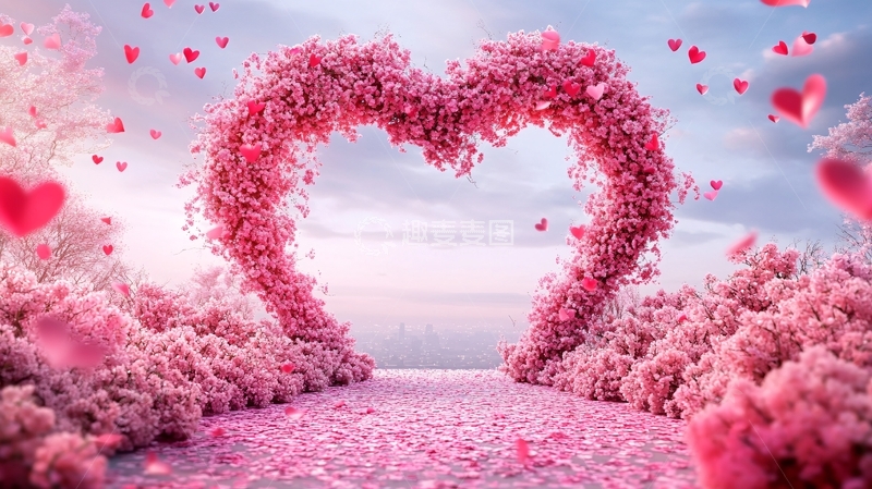 高清大图下载【趣麦麦图】心形恋爱告白婚礼背景