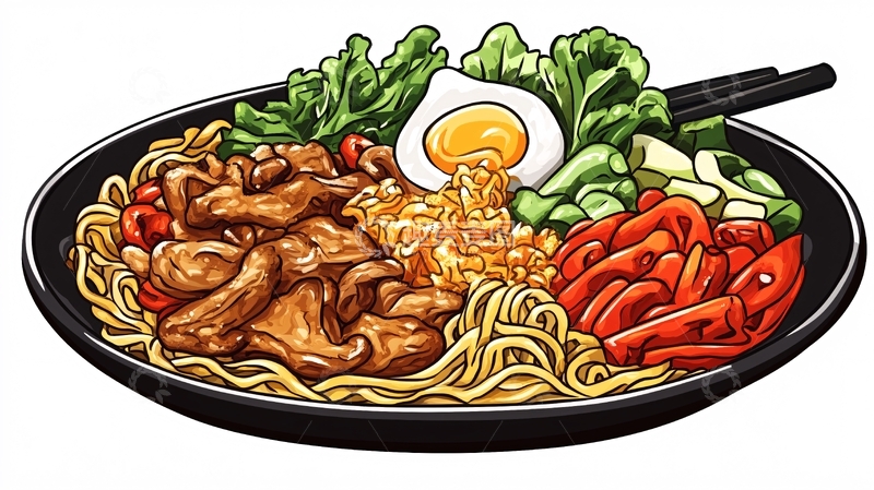 高清大图下载【趣麦麦图】卤面插画