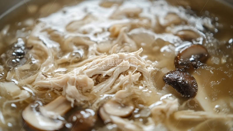 高清大图下载【趣麦麦图】鸡丝蘑菇清汤