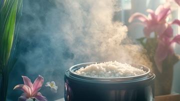 冒着热气的米饭