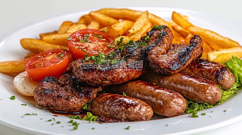 高清大图下载【趣麦麦图】烤肠配薯条