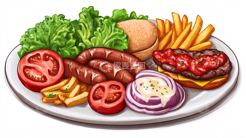 高清大图下载【趣麦麦图】西式快餐插画1