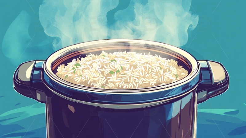 高清大图下载【趣麦麦图】大米蒸煮插画