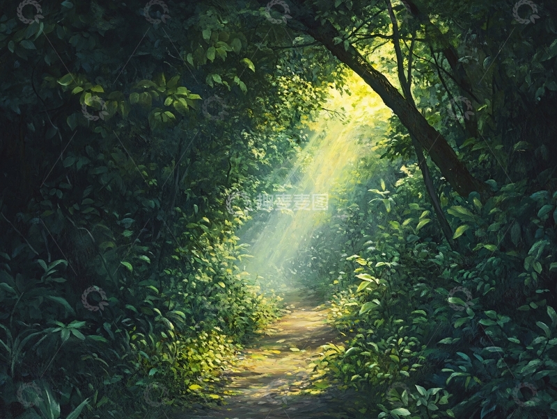 高清大图下载【趣麦麦图】密林中的光