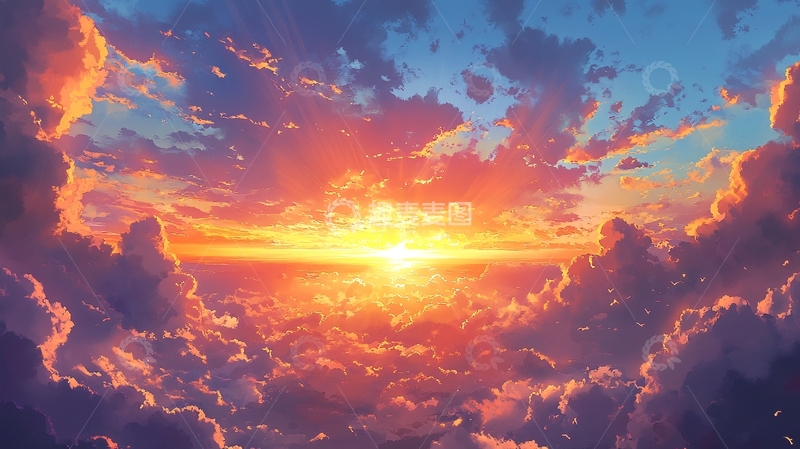 高清大图下载【趣麦麦图】云海插画1