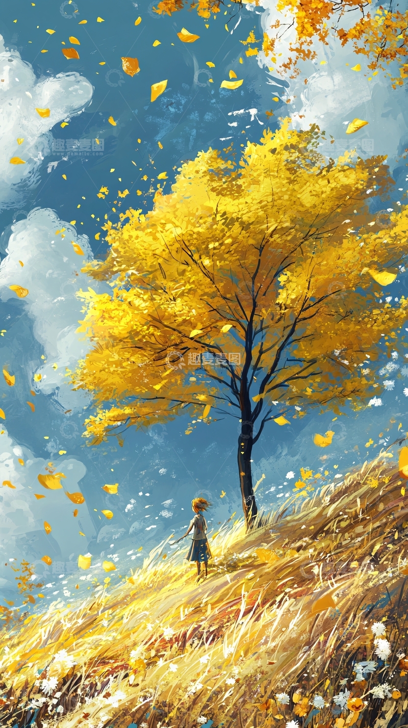 高清大图下载【趣麦麦图】童话世界黄色树叶