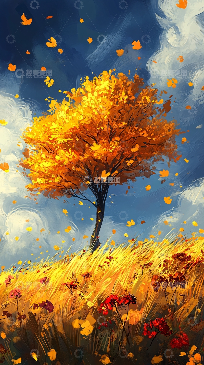 高清大图下载【趣麦麦图】手绘秋季主题朦胧插画1