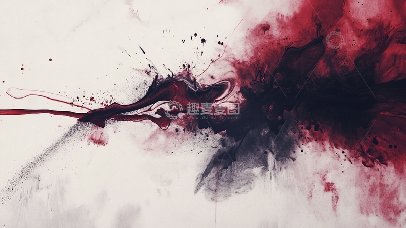 高清大图下载【趣麦麦图】水墨晕染酒红色炫彩