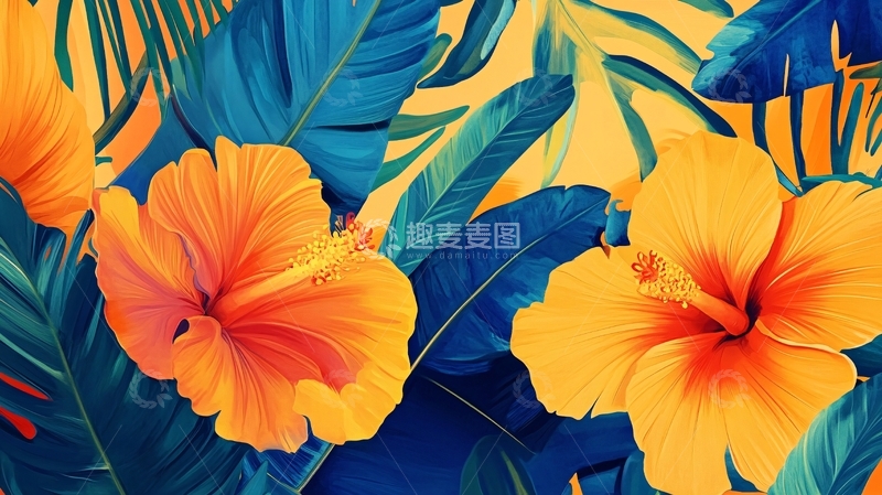 高清大图下载【趣麦麦图】田园风热带树叶花朵2