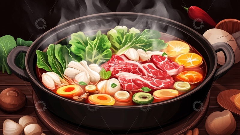 高清大图下载【趣麦麦图】大锅煮插画