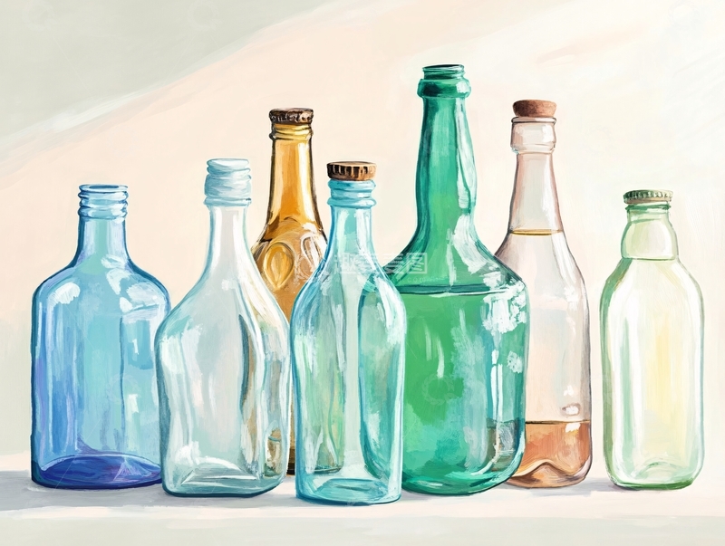 高清大图下载【趣麦麦图】插画玻璃瓶