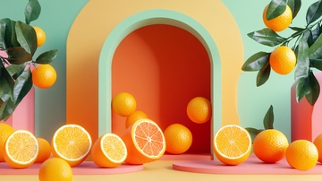 活力西柚色立体背景2