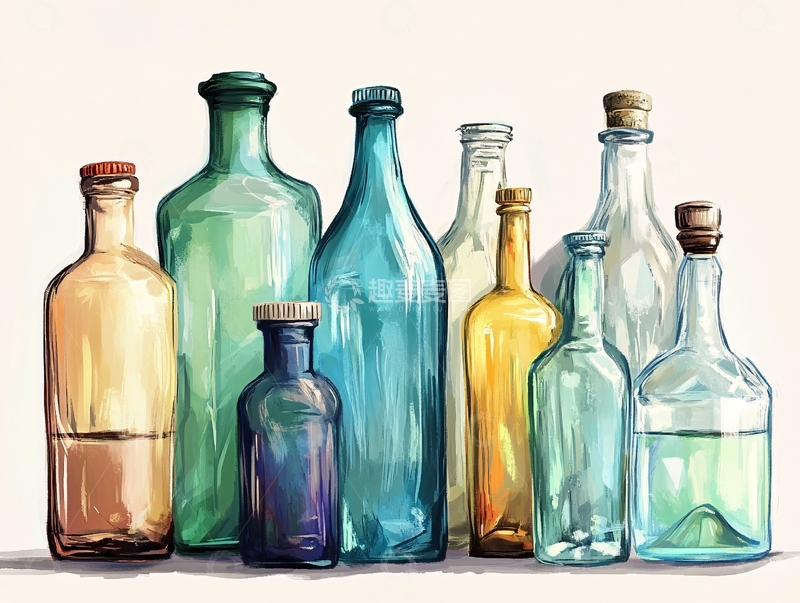 高清大图下载【趣麦麦图】插画玻璃瓶1