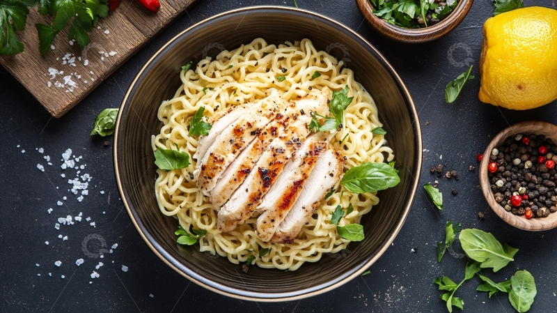 高清大图下载【趣麦麦图】烤鸡肉意面