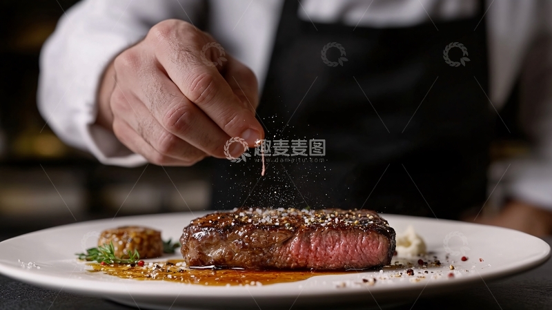 高清大图下载【趣麦麦图】松茸酱烤澳洲雪花牛扒