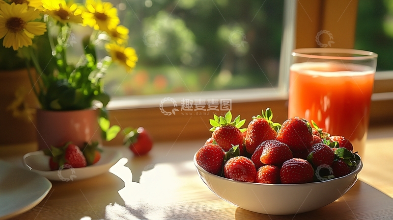 高清大图下载【趣麦麦图】美味早餐草莓水果