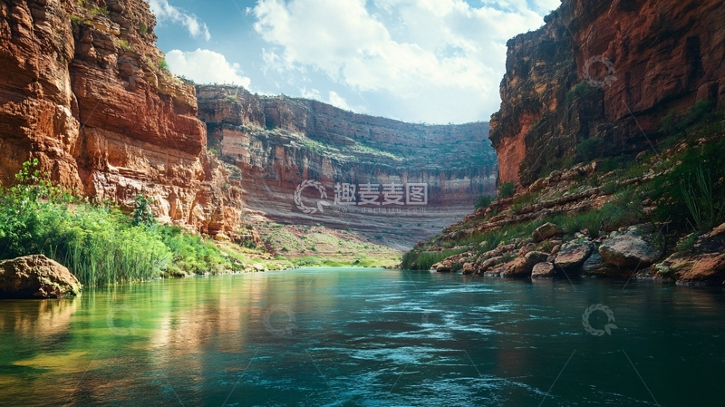 高清大图下载【趣麦麦图】峡谷湖泊河流