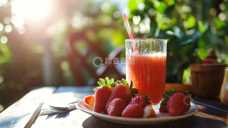 高清大图下载【趣麦麦图】夏天草莓饮品