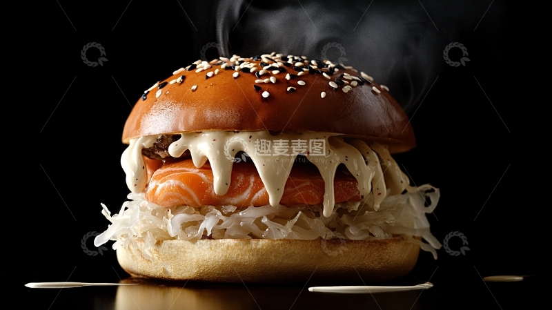 高清大图下载【趣麦麦图】牛排汉堡深海鳕鱼堡