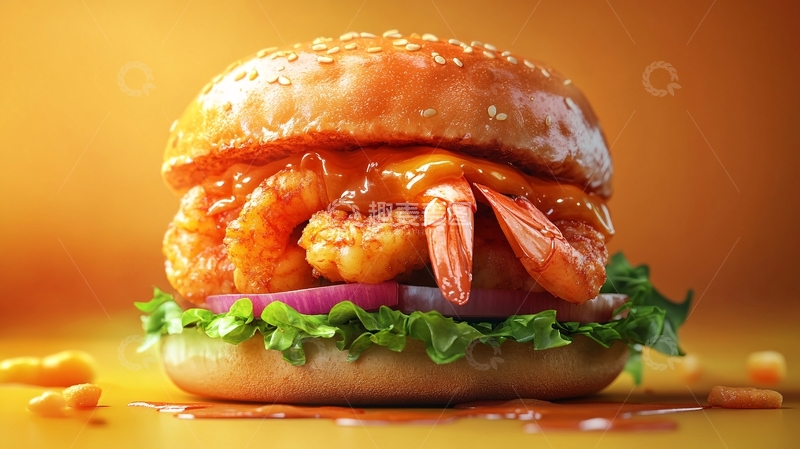 高清大图下载【趣麦麦图】鸡翅鲜虾堡美食1