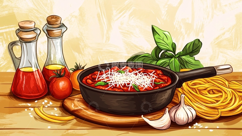 高清大图下载【趣麦麦图】番茄面插画1