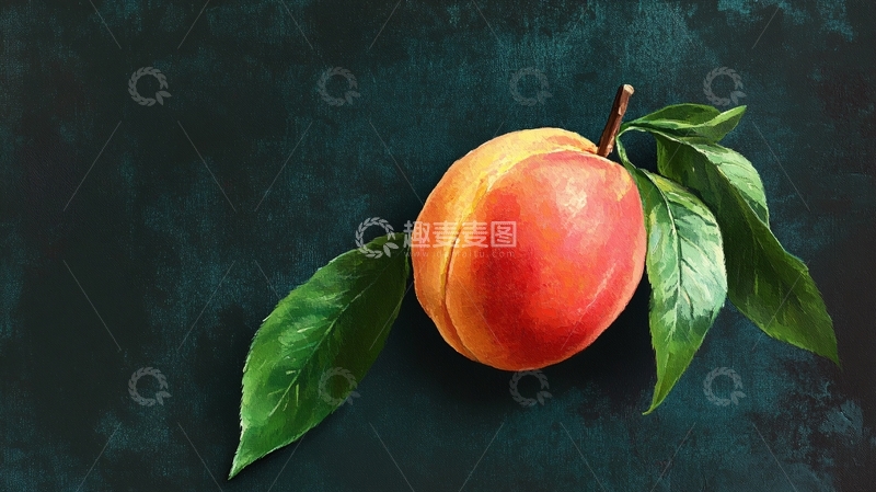 高清大图下载【趣麦麦图】绿叶鲜桃