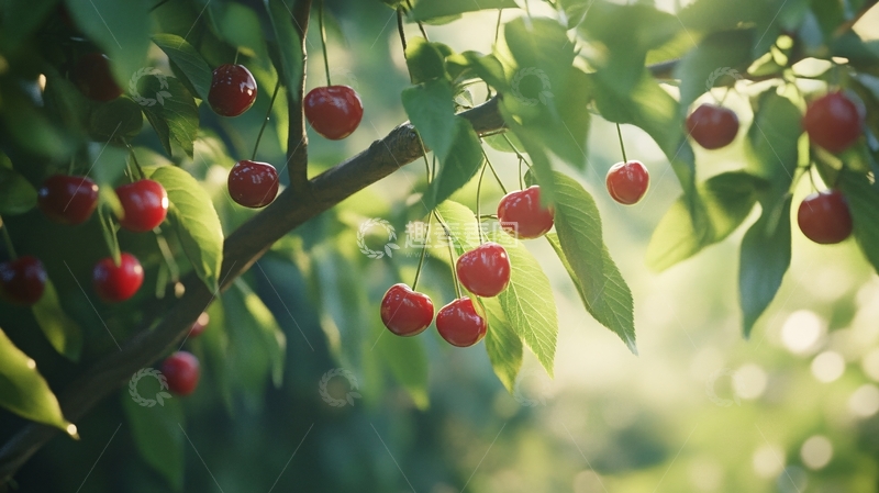 高清大图下载【趣麦麦图】树上成熟的诱人樱桃