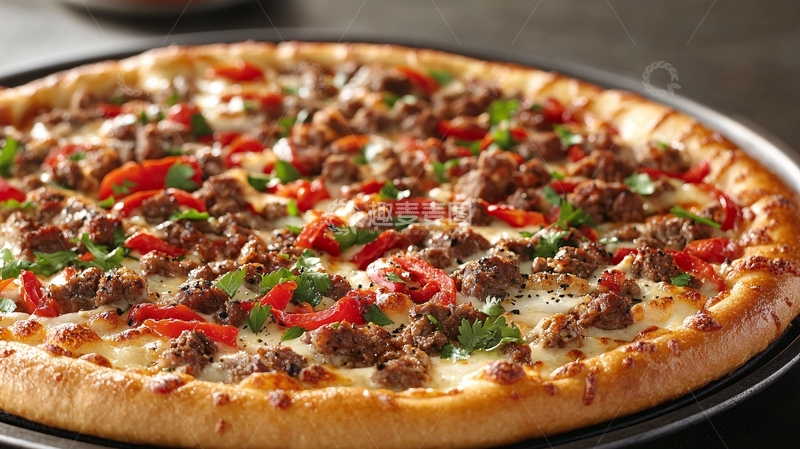 高清大图下载【趣麦麦图】牛肉披萨高清大图1