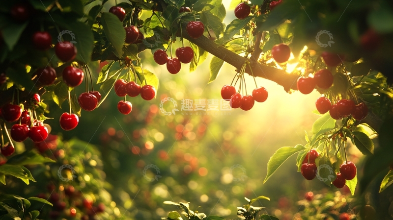 高清大图下载【趣麦麦图】树上成熟的诱人樱桃1