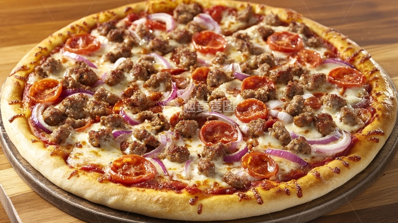 高清大图下载【趣麦麦图】手打牛肉丸比萨