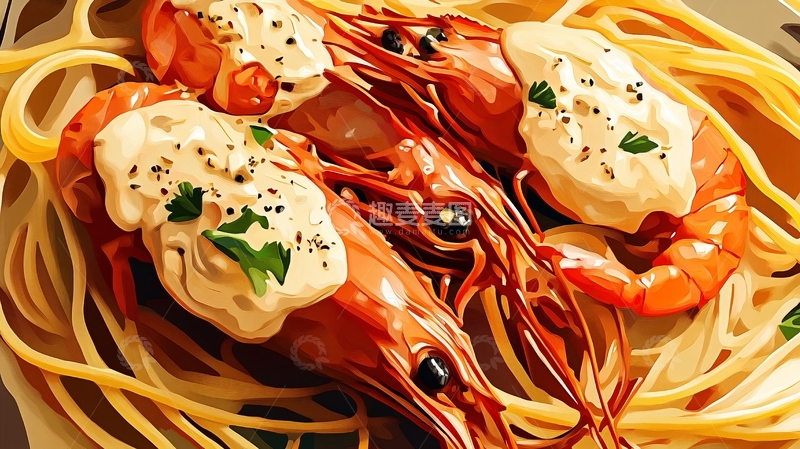 高清大图下载【趣麦麦图】意大利面插画1