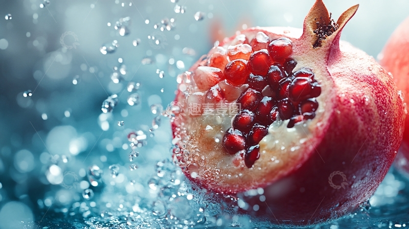 高清大图下载【趣麦麦图】石榴上的水珠