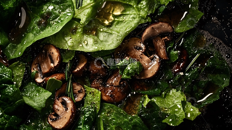 高清大图下载【趣麦麦图】青菜香菇配菜1