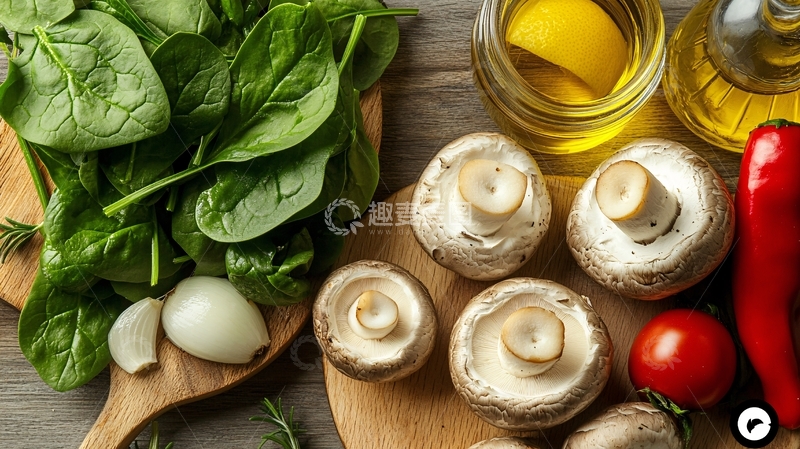 高清大图下载【趣麦麦图】蘑菇野菜等背景图1