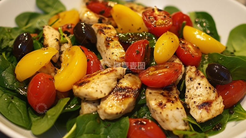 高清大图下载【趣麦麦图】鸡胸肉配罗勒青酱1