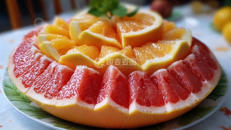 高清大图下载【趣麦麦图】红心柚拼盘