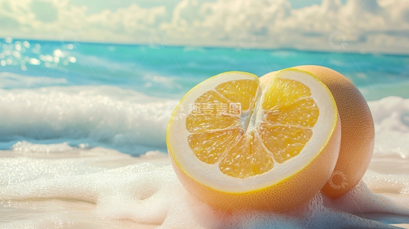 高清大图下载【趣麦麦图】柚子夏日果汁