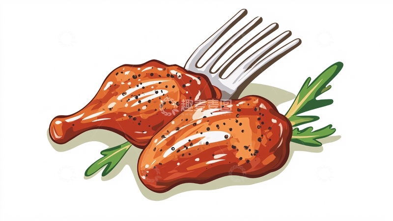 高清大图下载【趣麦麦图】卤鸡腿插画