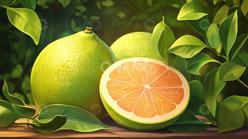 高清大图下载【趣麦麦图】红心柚包装插画