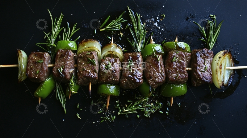 高清大图下载【趣麦麦图】绿色牛肉串