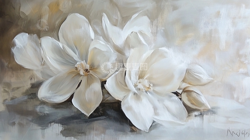 高清大图下载【趣麦麦图】立体花卉油画