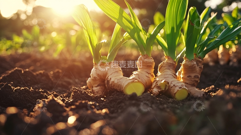 高清大图下载【趣麦麦图】菜地里的姜1