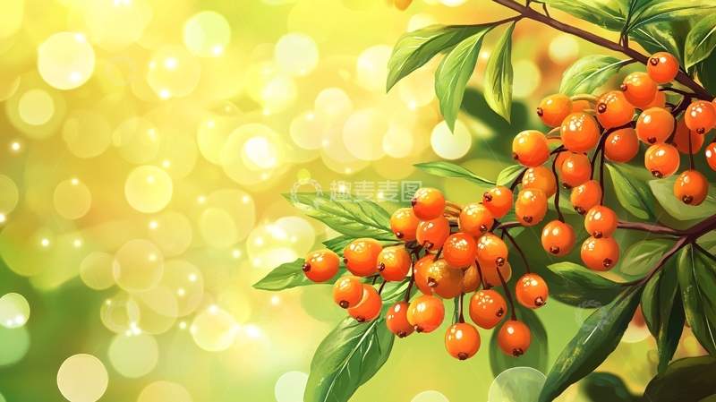 高清大图下载【趣麦麦图】火棘插画