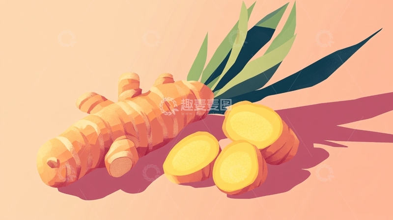 高清大图下载【趣麦麦图】生姜插画
