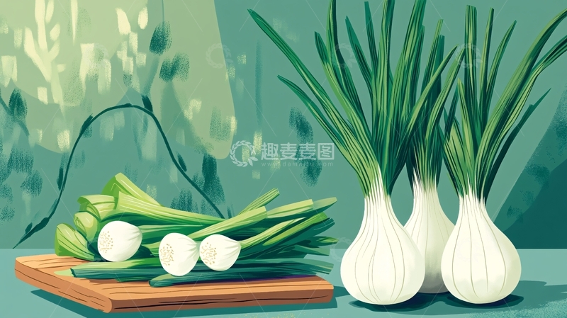 高清大图下载【趣麦麦图】青葱绿叶简绘